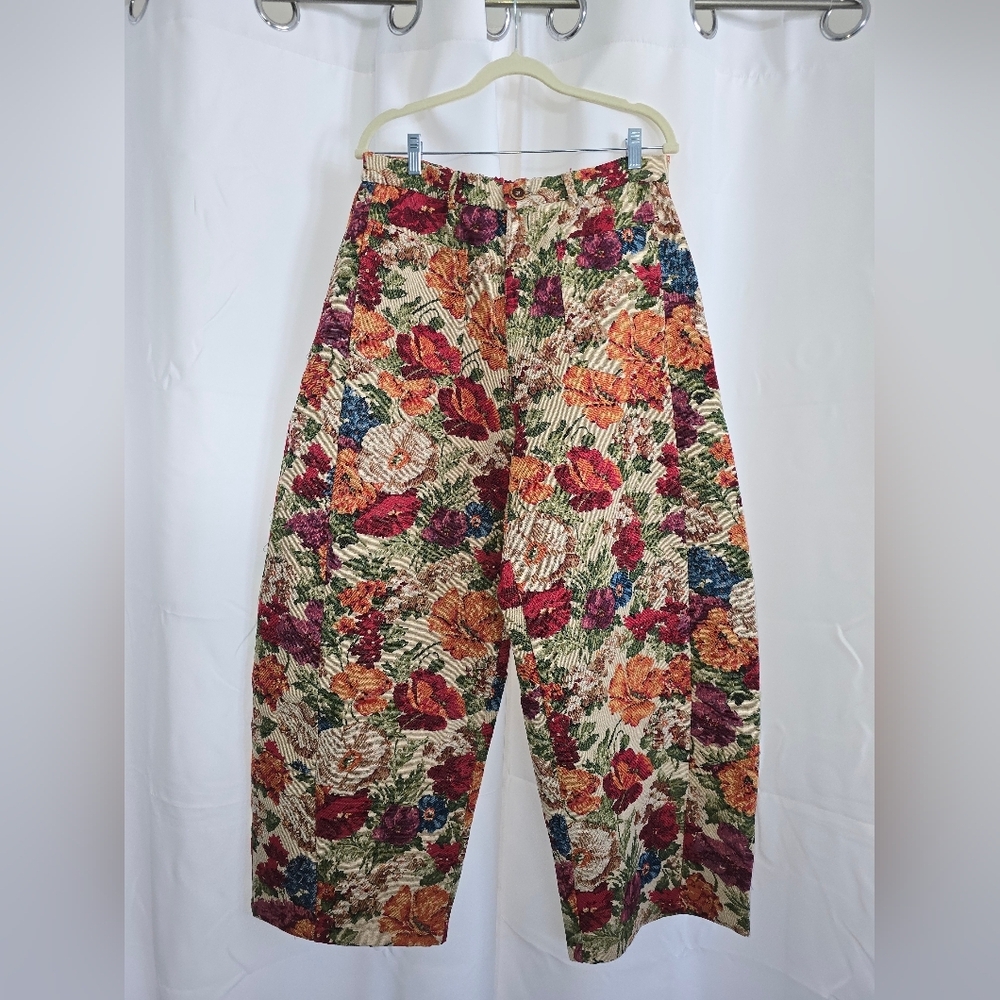 Floral Tapestry Barrel Leg Pants - Davi & Dani